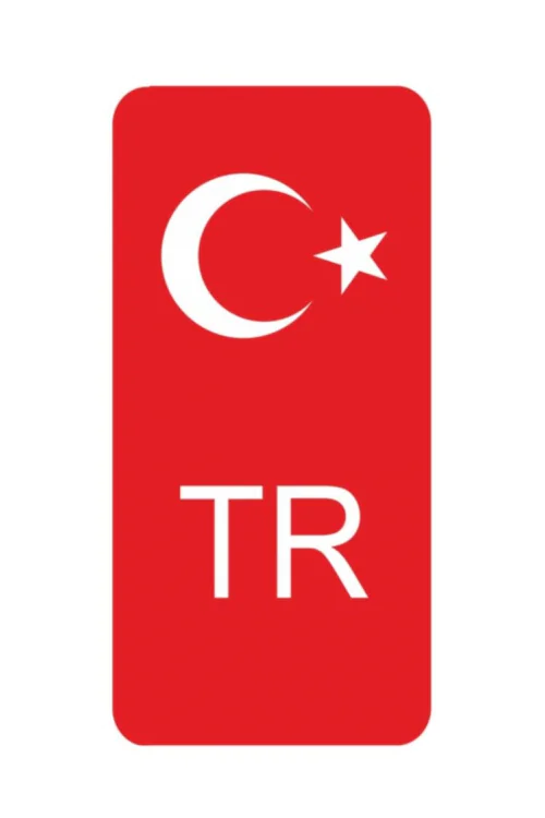 Plaka TR Damla Etiket Türk Bayrağı / TR Damla Sticker Su Geçirmez Solmaz 40 x 95 mm