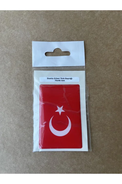 Damla Etiket Türk Bayrağı / Damla Sticker Su Geçirmez Solmaz 70 x 46 mm